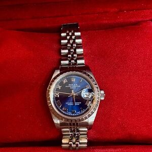 Rolex Datejust with Blue Dial and Silver Bracelet